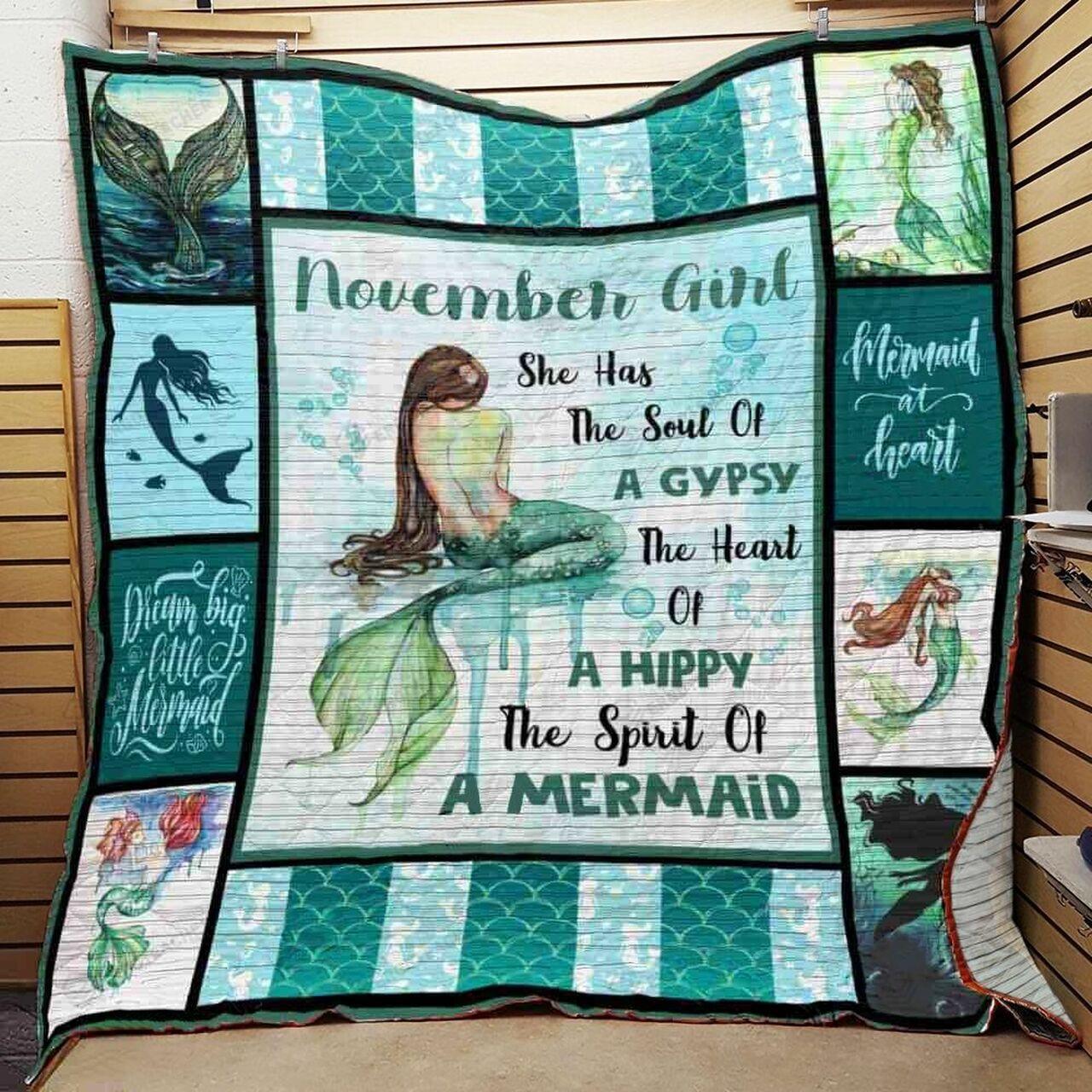 onalized November Mermahe Toul Of A y The Heart Of A Hippy Tpirit Of A Mermaid Quilt Blanket Greattomized Blanket G For Birthday C Thgiving