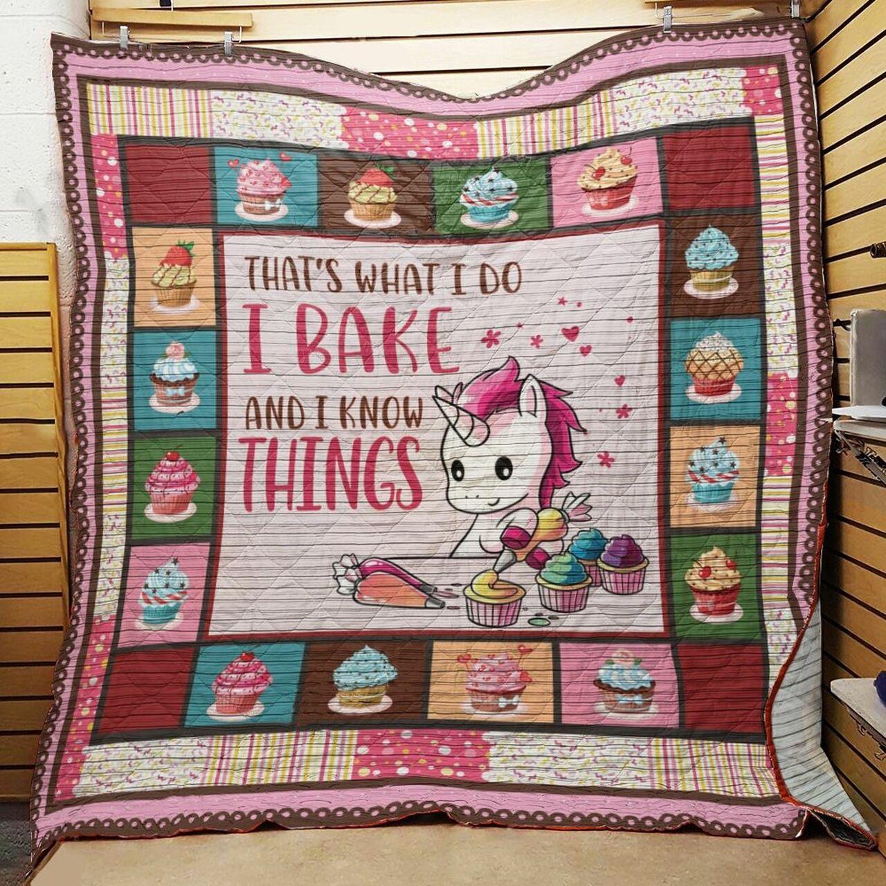 Baking Unicorn T What I Do I Bake And I Know Th Quilt Blanket Greattomized Blanket G For Birthday C Thgiving