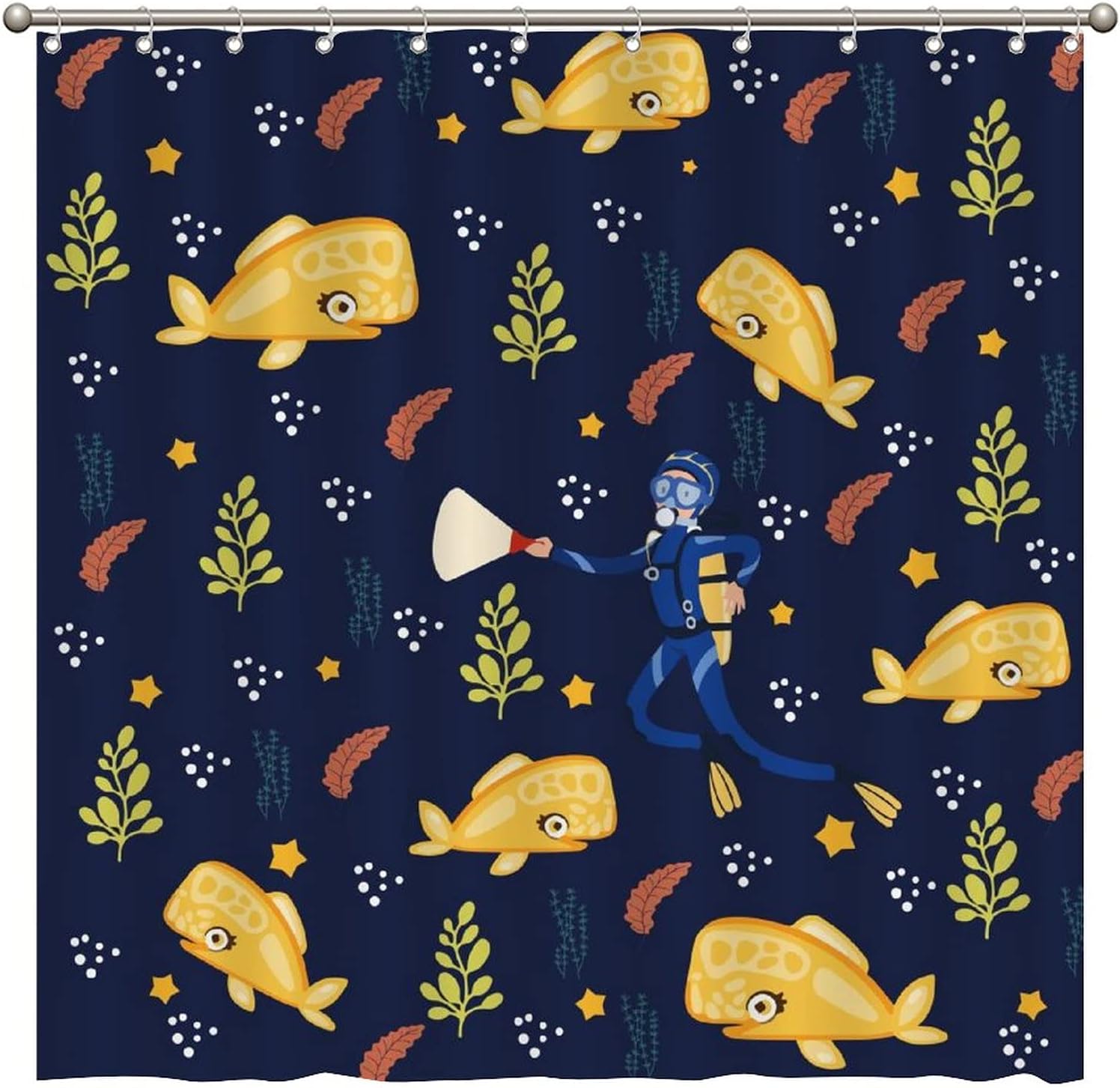 People Diving, Show Your Love For Sea Whale, With Shower Curtain By Aroggeld