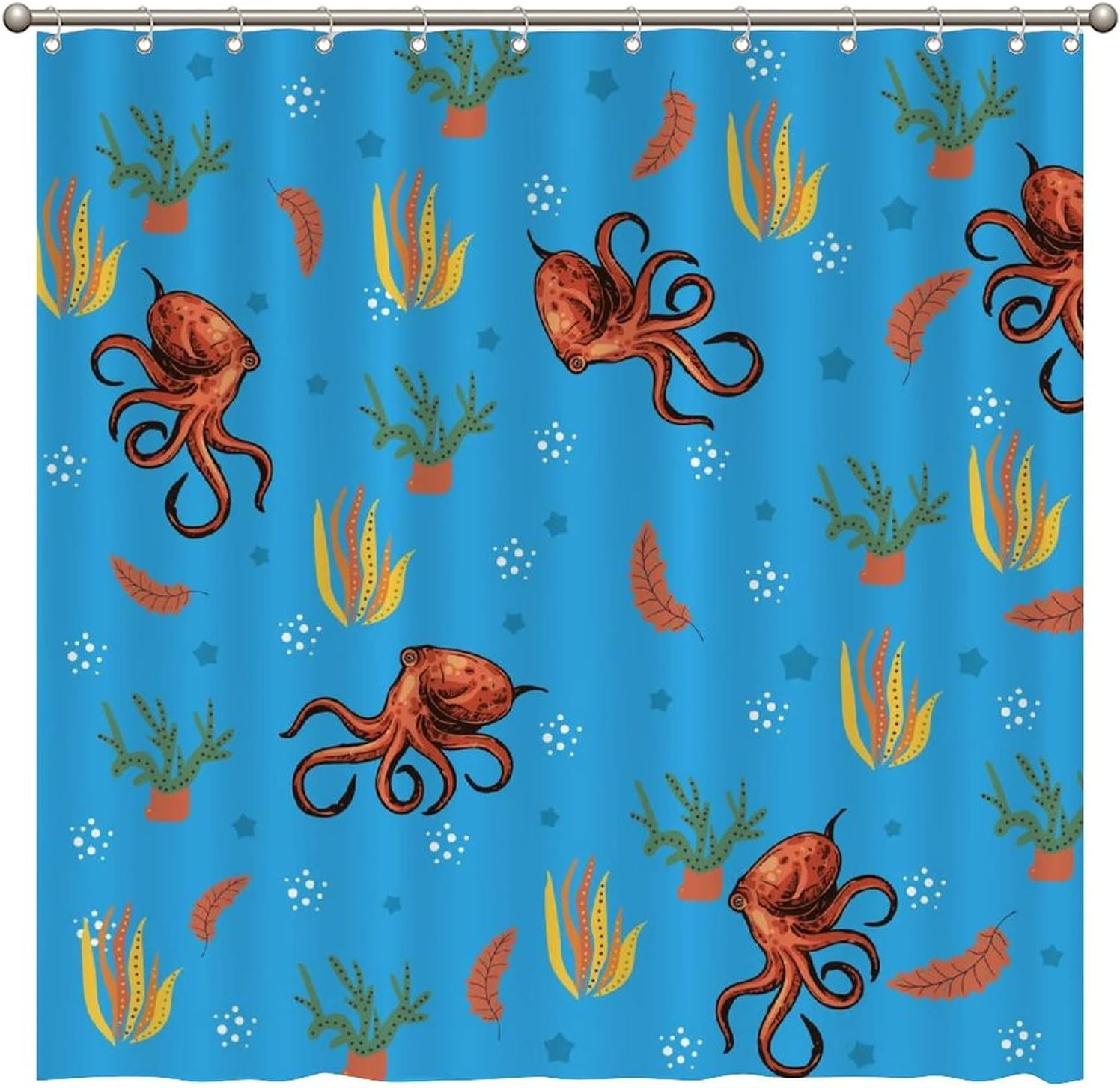 Discover The Ocean With Octopus Shower Curtain Featuring Ocean Animal By Aroggeld Ideal For Bathroom Decor