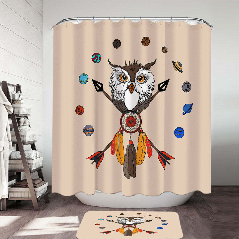 Dream Catcher Owl Shower Curtain Arrows Design Native American Bathroom Decor