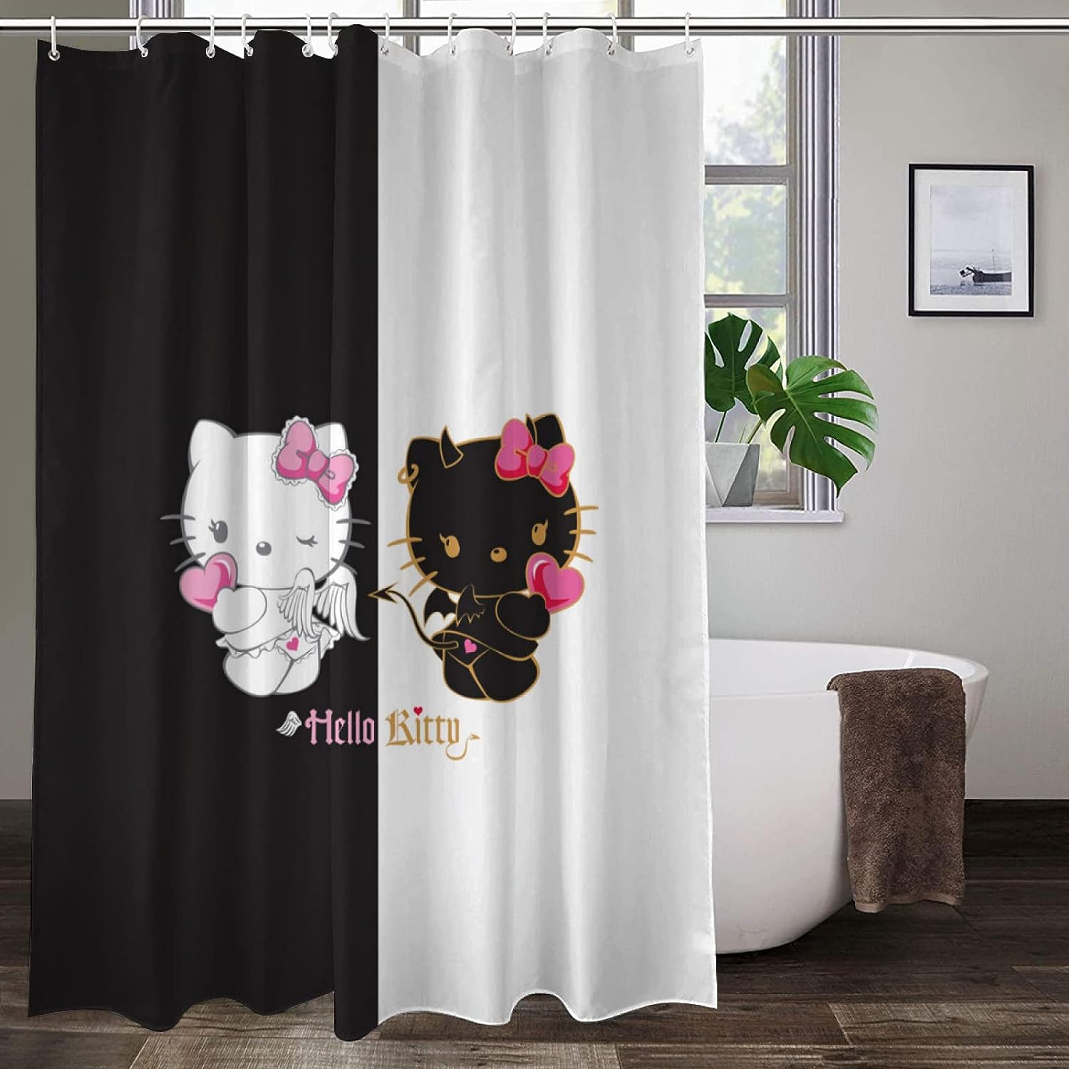 Hello Cat Cartoon Shower Curtain Of Arataki Itto- Perfect For Bathroom Use