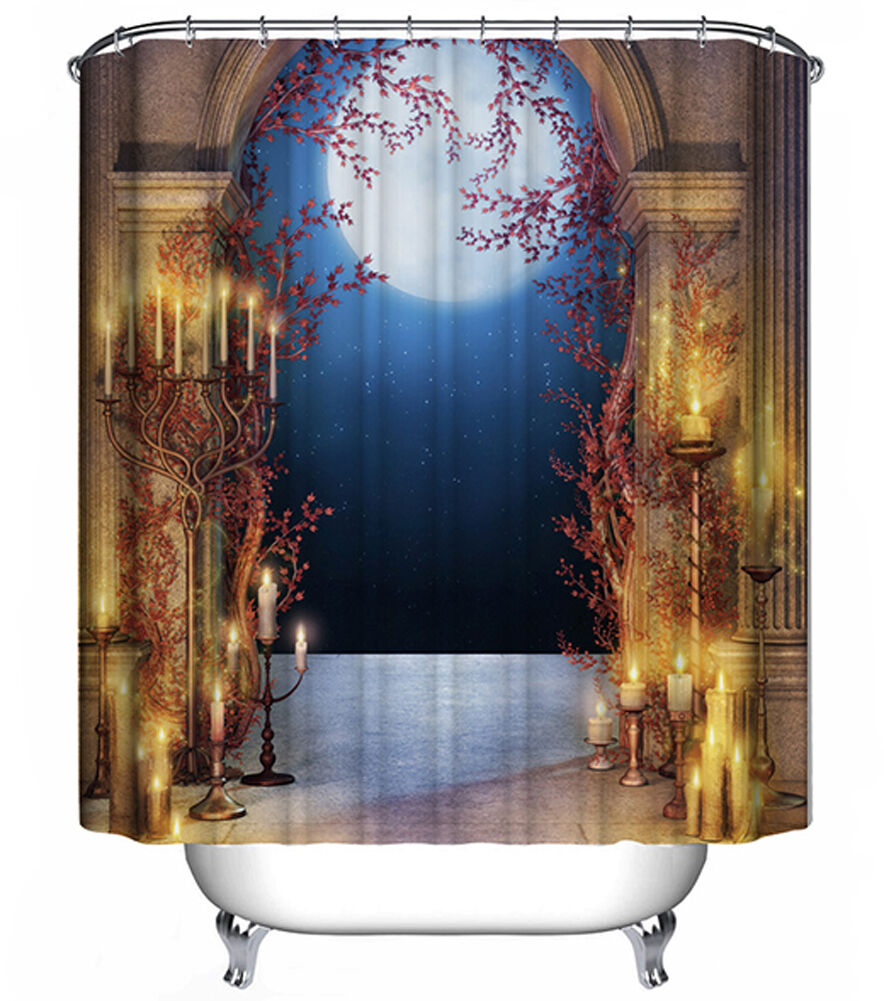 Experience Romantic Architecture Night Arch With The Archway Moon Candelabra Shower Curtain
