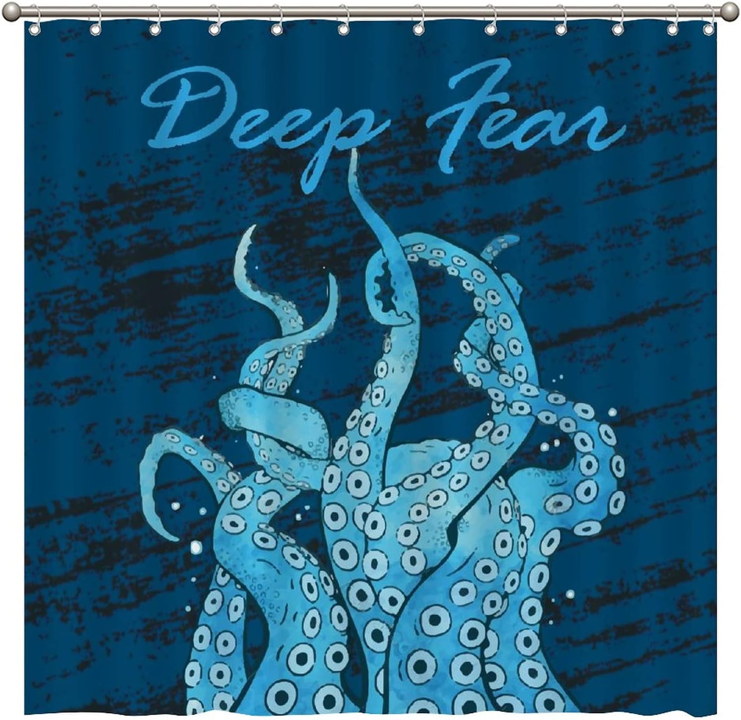 Deep Sea Blue Ocean Animal Shower Curtain Featuring Octopus By Aroggeld- Perfect For Bathroom Decor
