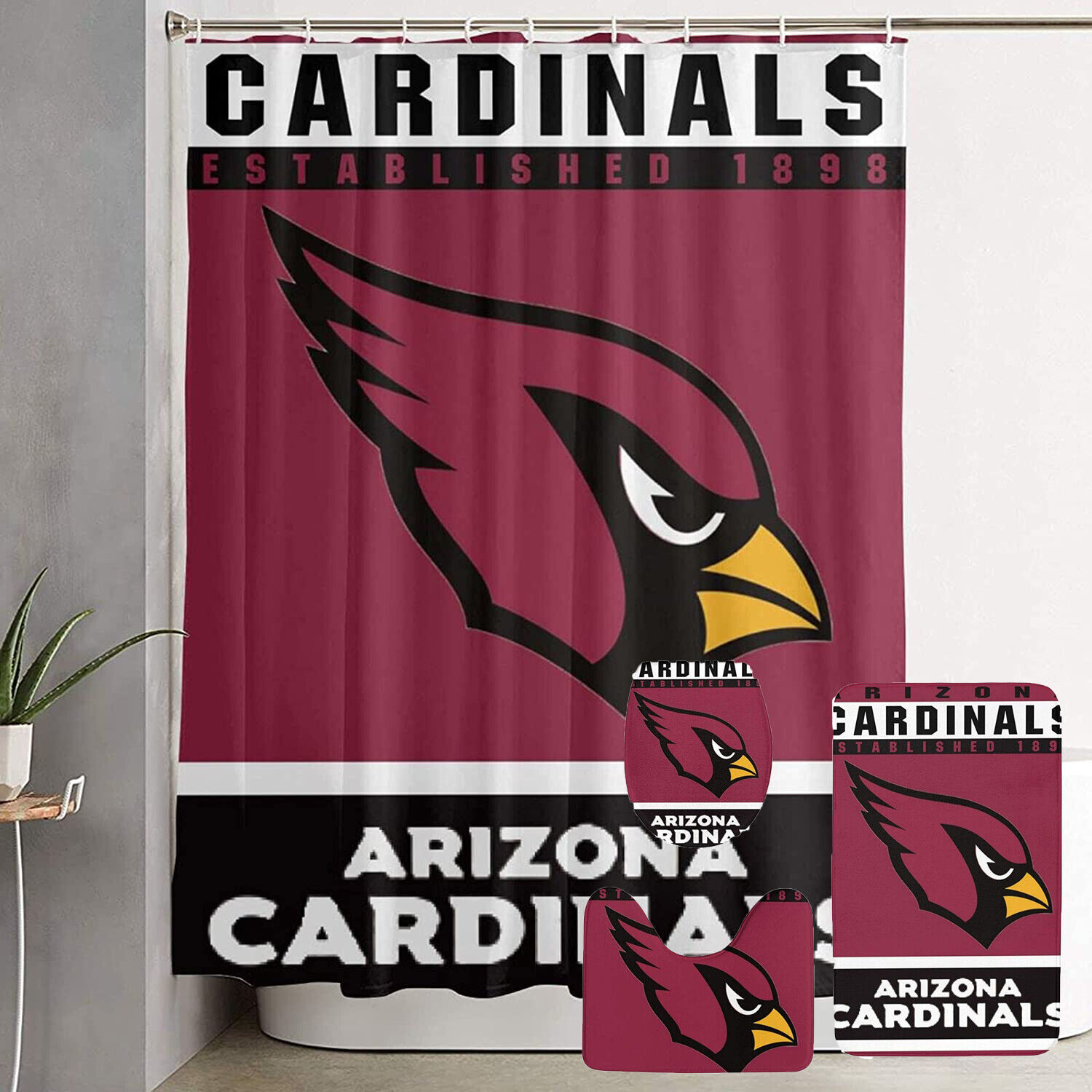 Show Your Team Spirit With Arizona Cardinals Shower Curtain Perfect For Fans