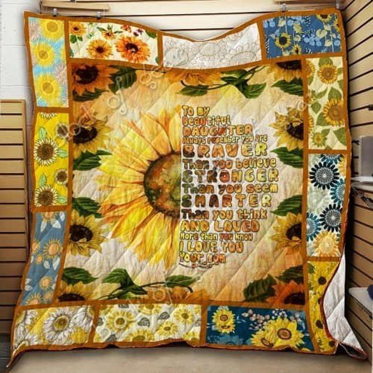 To My Beautiful Daughtunflower Cl19100877Mdq Quilt Blanket