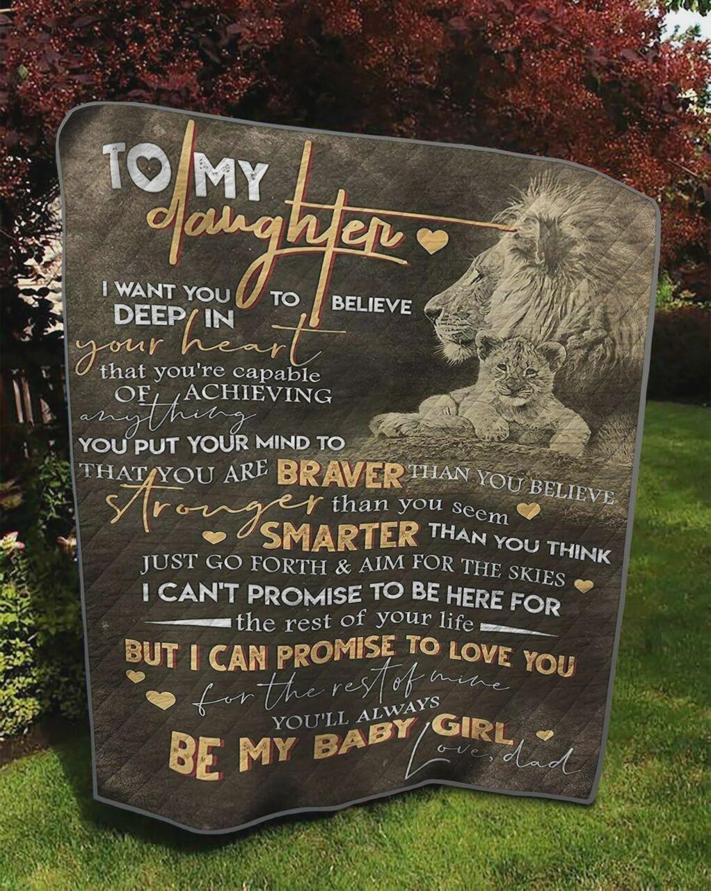 onalized Lion To My Daughter From Dad I Want You To Believe Quilt Blanket Greattomized G For Birthday C Thgiving
