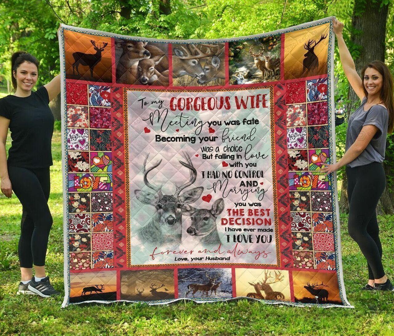 onalized Deer To My Gorg Wife Quilt Blanket Fromband I Love You Forever And Al Greattomized Blanket G For Birthday C Thgiving