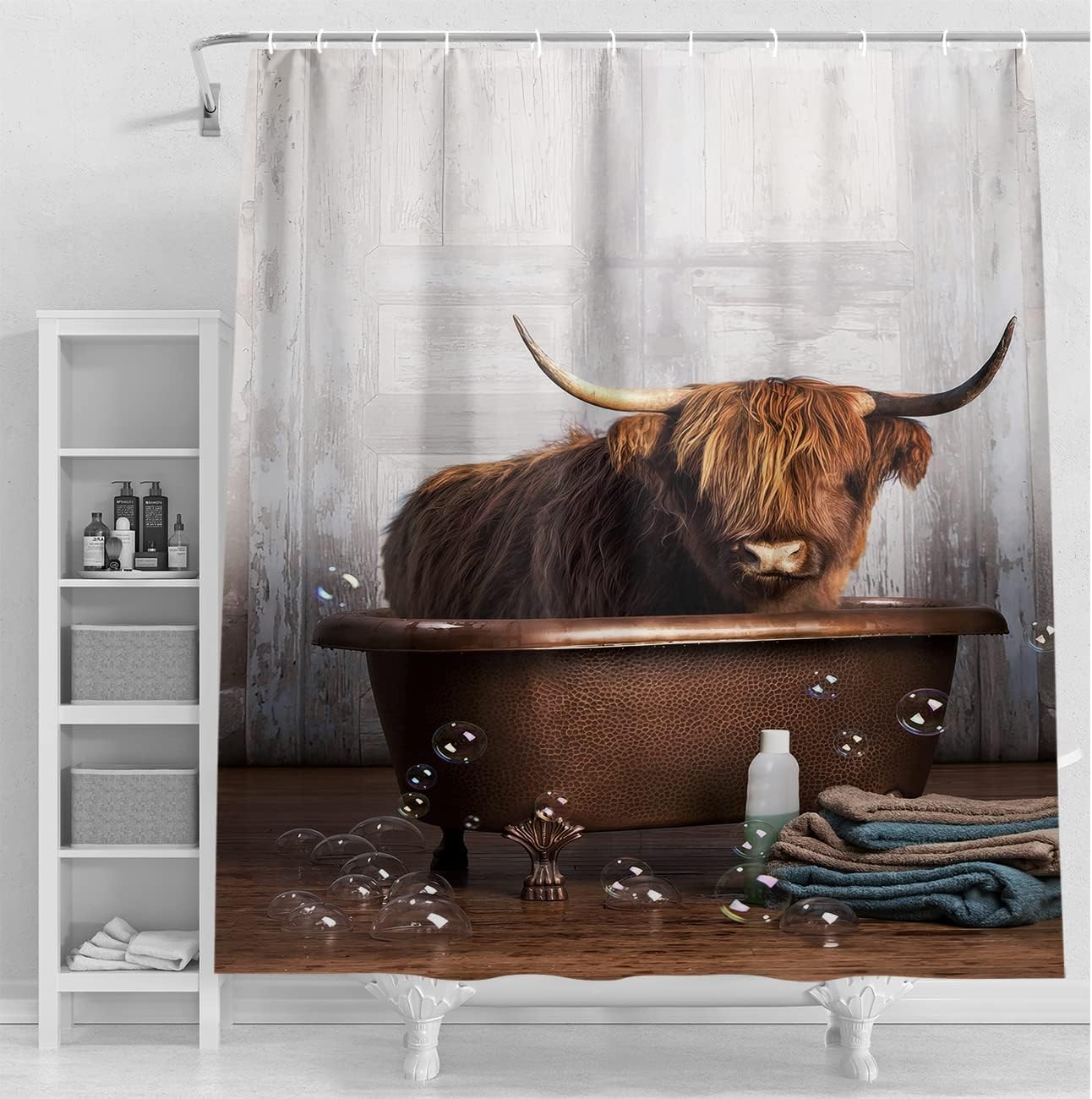 Funny Cow Cartoon Shower Curtain Cute Animal Bathroom Decor