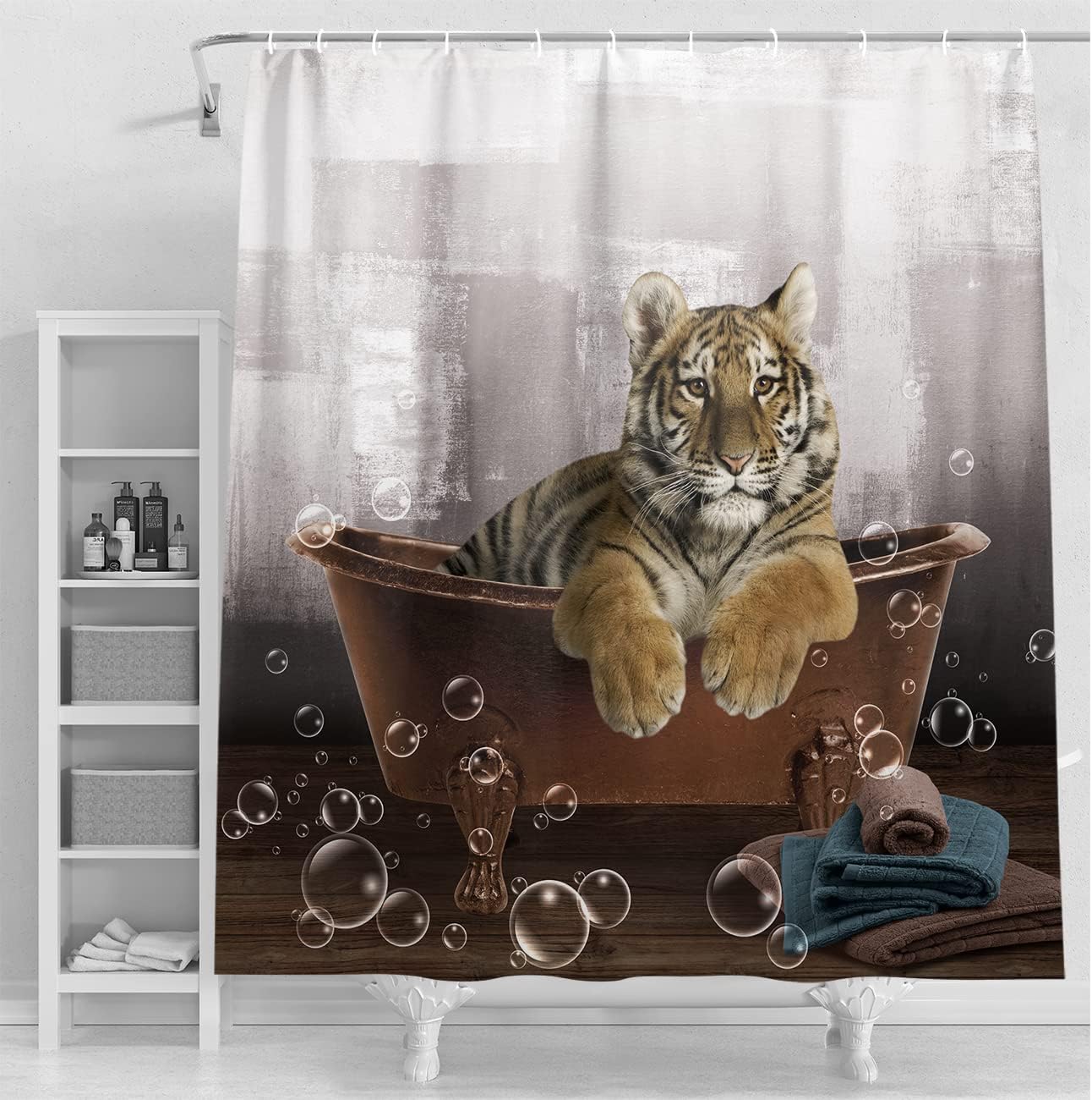 Striped Tiger Print Shower Curtain Animal Bathroom Decor