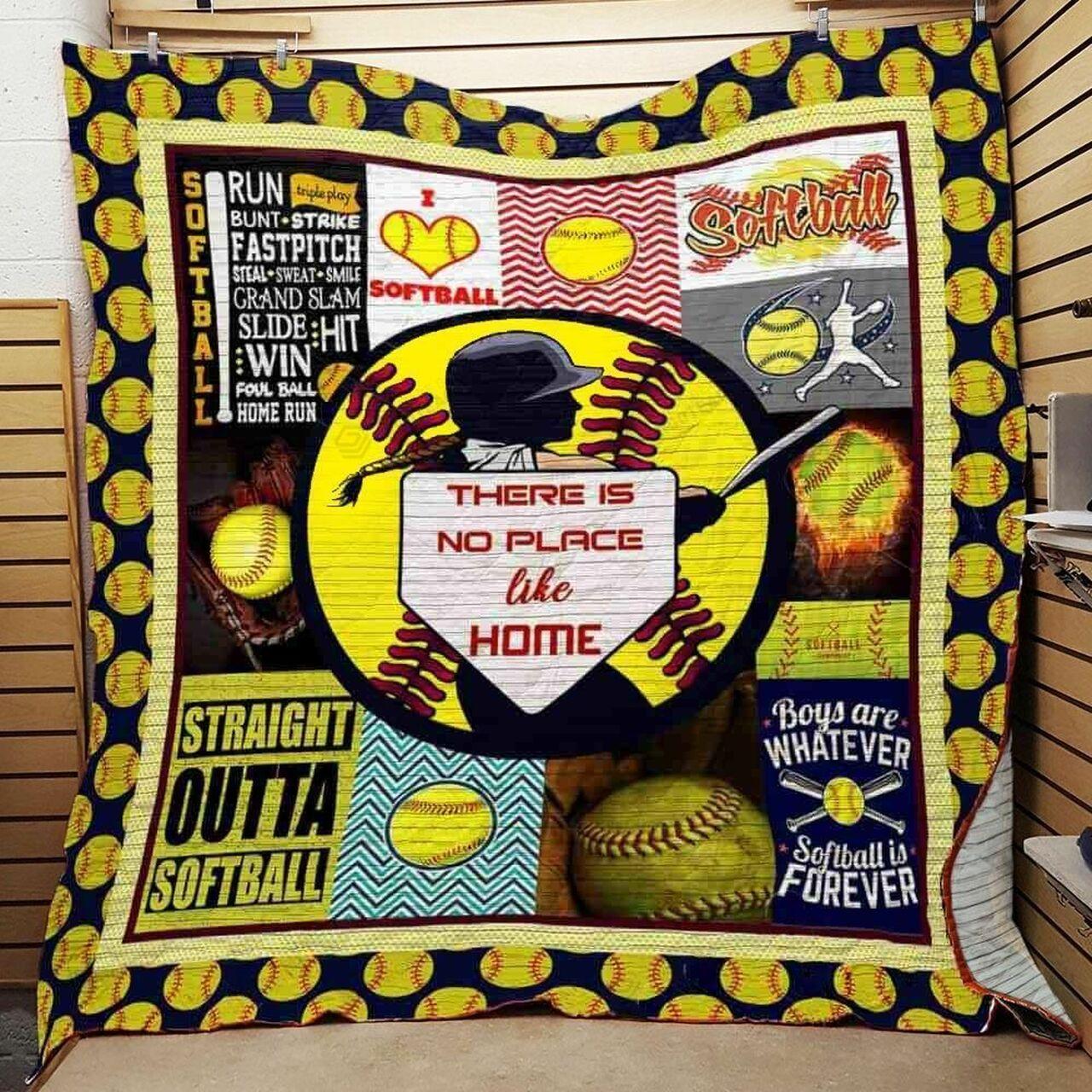 Softball Ther No Place Like Home Quilt Blanket Greattomized Blanket G For Birthday C Thgiving