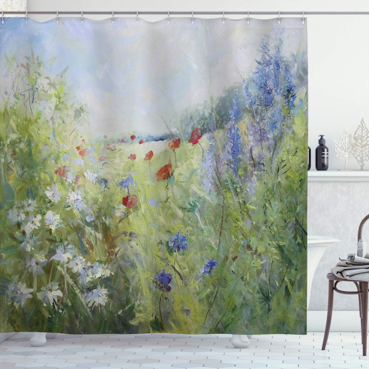 Colorful Flowers Shower Curtain For Summer Season Bathroom Decor