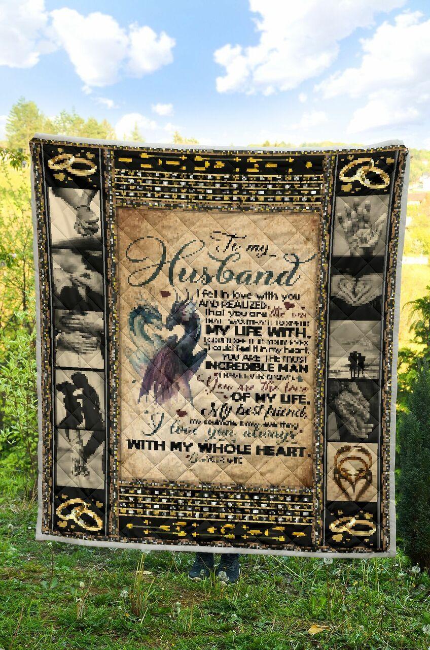 onalized Dragon To Myband Quilt Blanket From Wife I Love You Al With My Whole Heart Greattomized Blanket G For Birthday C Thgiving
