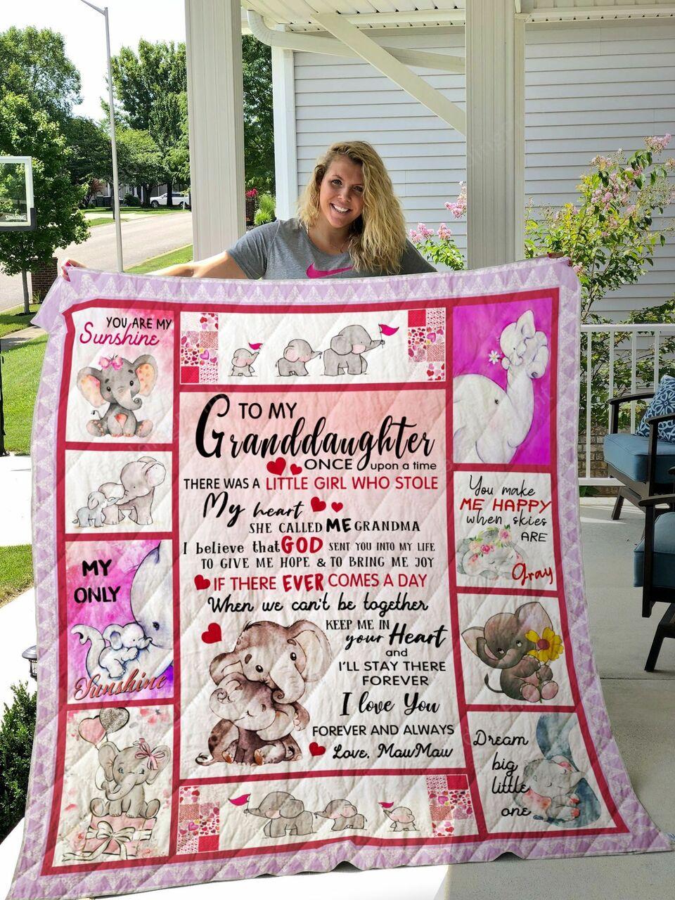 onalized Elephant To My Granddaughter From Grandma Once Upon A Time Quilt Blanket Greattomized G For Birthday C Thgiving