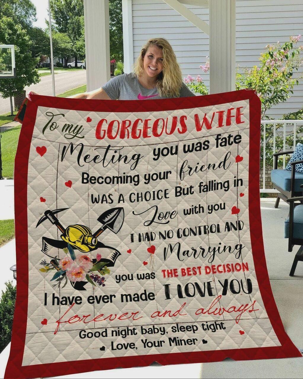 onalized Miner To My Wife Quilt Blanket Fromband I Love You Forever And Al Greattomized Blanket G For Birthday C Thgiving