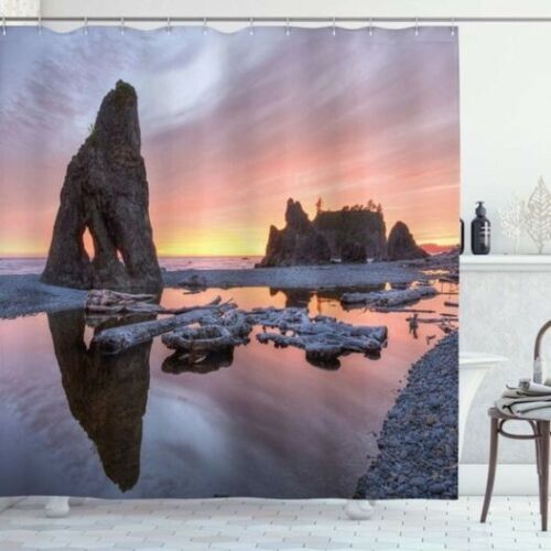 Driftwood Beach Sun Cloth Fabric Shower Curtain, Rustic Bathroom Decor