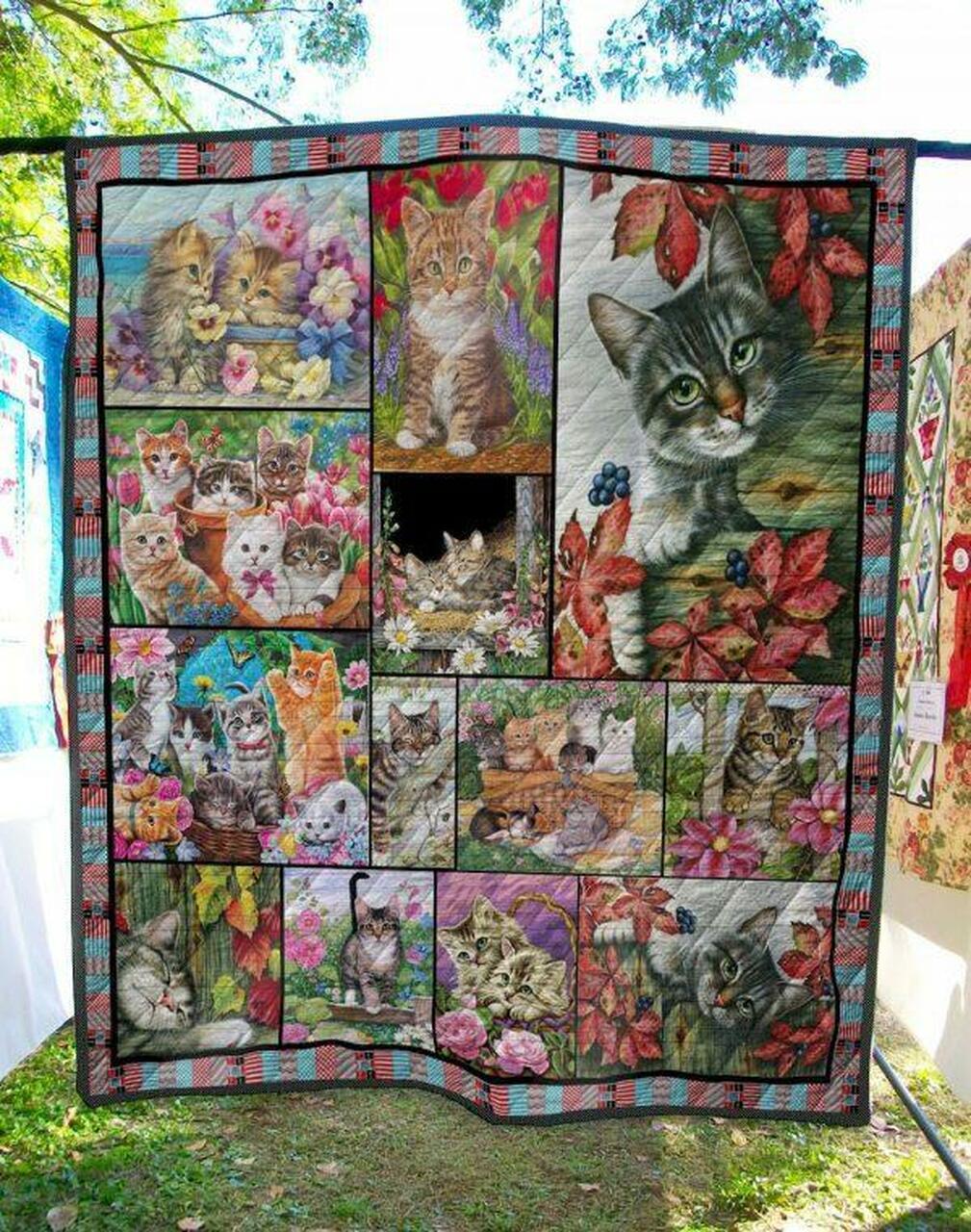Cat In The Autumn Quilt Blanket Quilt