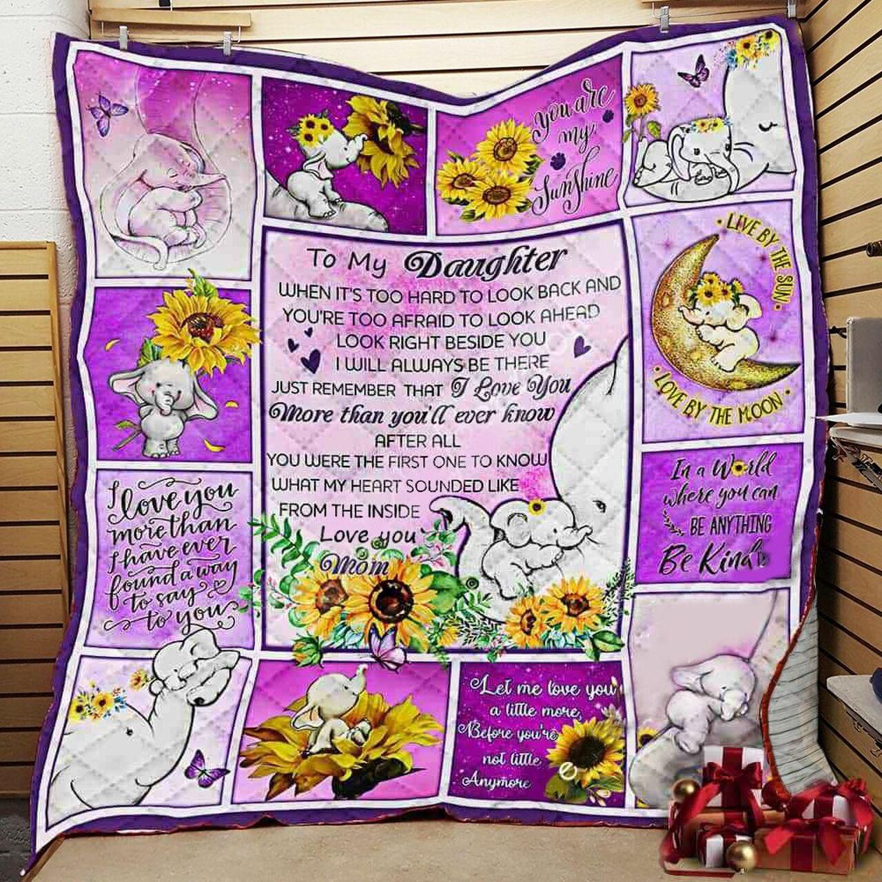 onalized Elephant To My Daughter From Mom When Too Hard To Look Back Quilt Blanket Greattomized G For Birthday C Thgiving