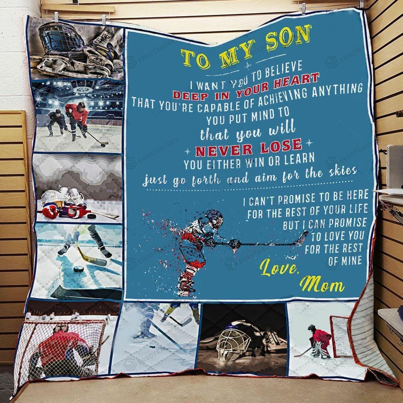 onalized Ice Hockey To on From Mom Deep In Your Heart Quilt Blanket Greattomized G For Birthday C Thgiving