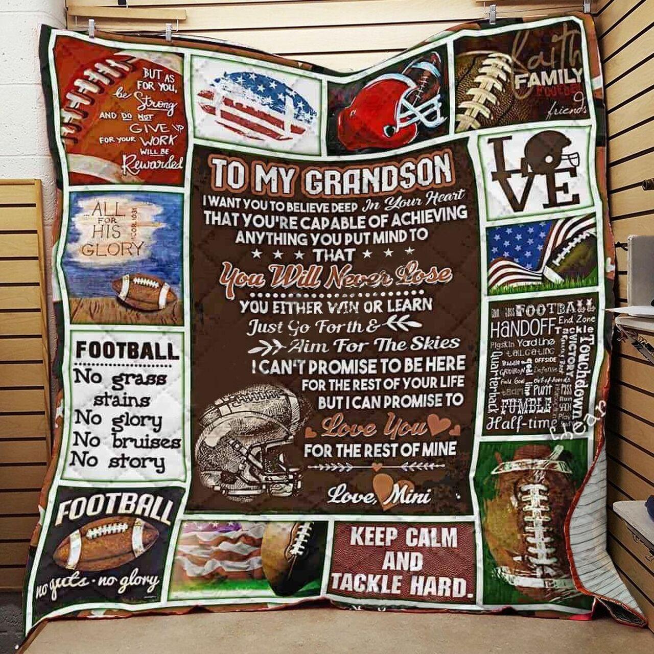 onalized Football To My Gron Quilt Blanket From Mimi I Can Pre To Love You For Thet Of Mine Greattomized Blanket G For Birthday C Thgiving