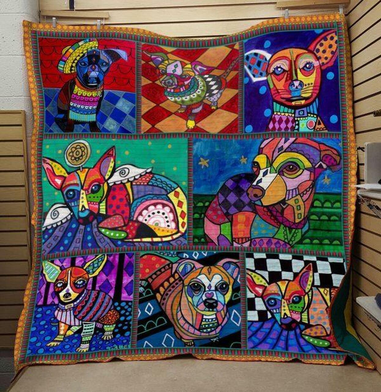 The Chihuahua Art Quilt Blanket Quilt