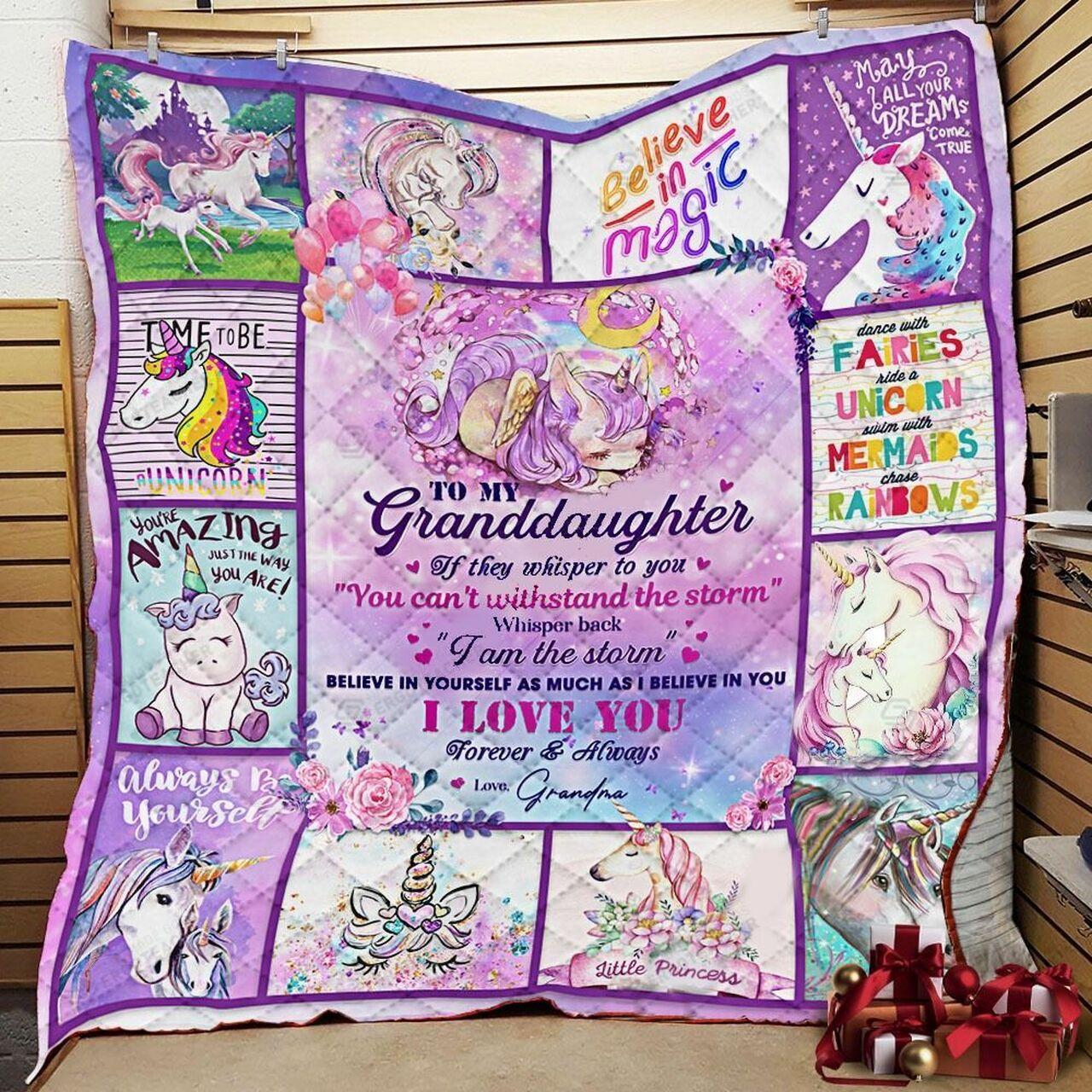onalized Unicorn To My Granddaughter From Grandma If They per To You Quilt Blanket Greattomized G For Birthday C Thgiving