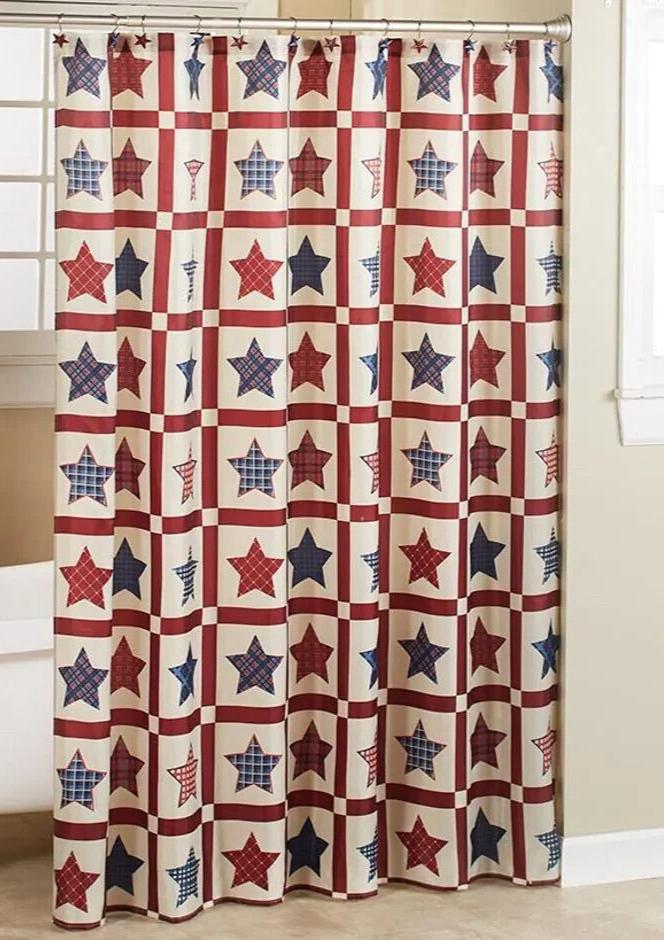 Patriotic Americana Xadrez Star Cortina Shower Curtain With Patchwork Theme For A Country Farmhouse Bathroom Decor