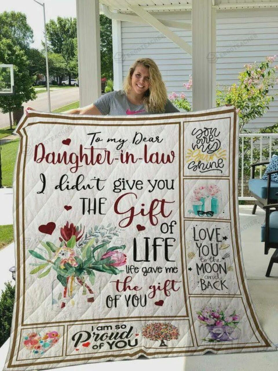onalized To My Dear Daughter-In-Law Quilt Blanket I o Proud Of You Greattomized Blanket G For Birthday C Thgiving