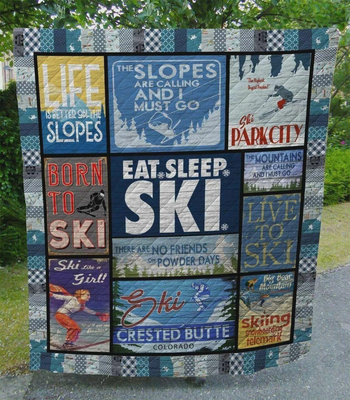 Skiing Tl Are Calling And It Go Quilt Blanket Greattomized Blanket G For Birthday C Thgiving