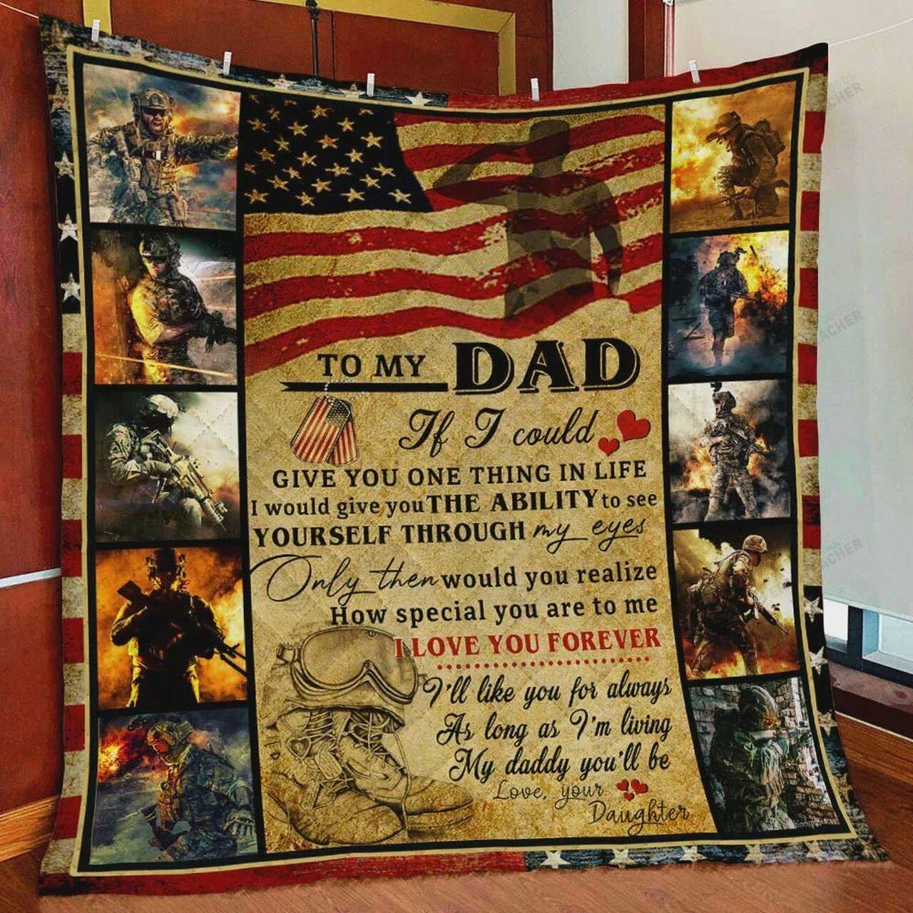 onalizoldier To My Dad Quilt Blanket From Daughter I Love You Forever Greattomized Blanket G For Birthday C Thgiving Fat Day