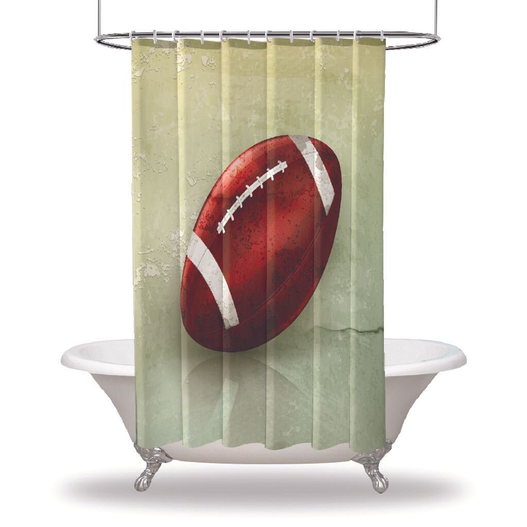Sporty American Football Printed Shower Curtain For A Football-Themed Bathroom Decor
