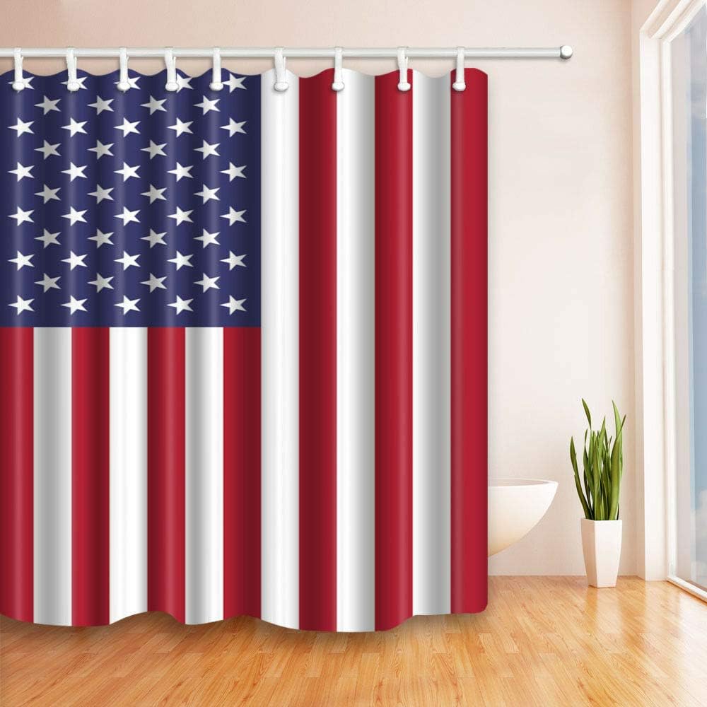 Splattered American Flag Star Spangled Banner Shower Curtain For A Textured Bathroom Decor