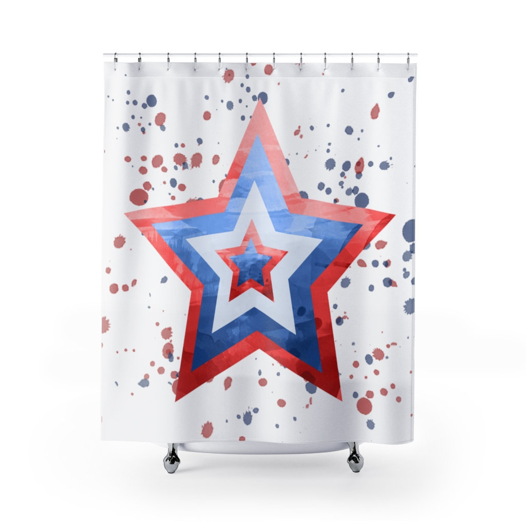 Patriotic American Flag Stars Pattern Shower Curtain For A National Pride Bathroom Decor