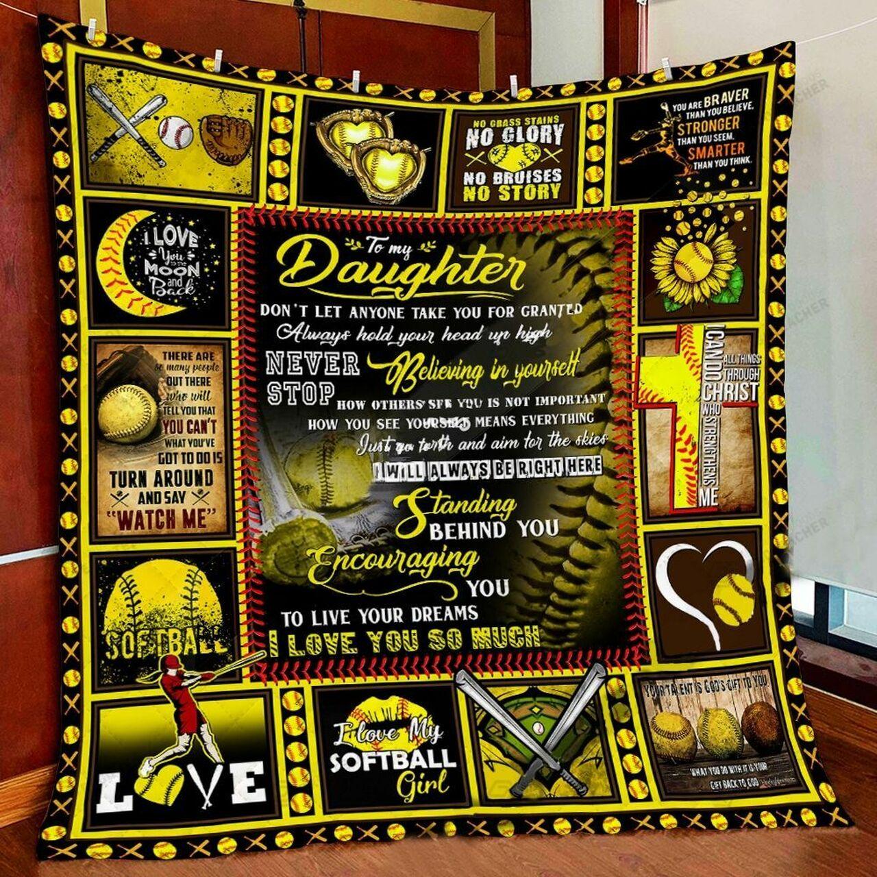 onalizoftball To My Daughter Quilt Blanket I Love Yo Much Greattomized Blanket G For Birthday C Thgiving