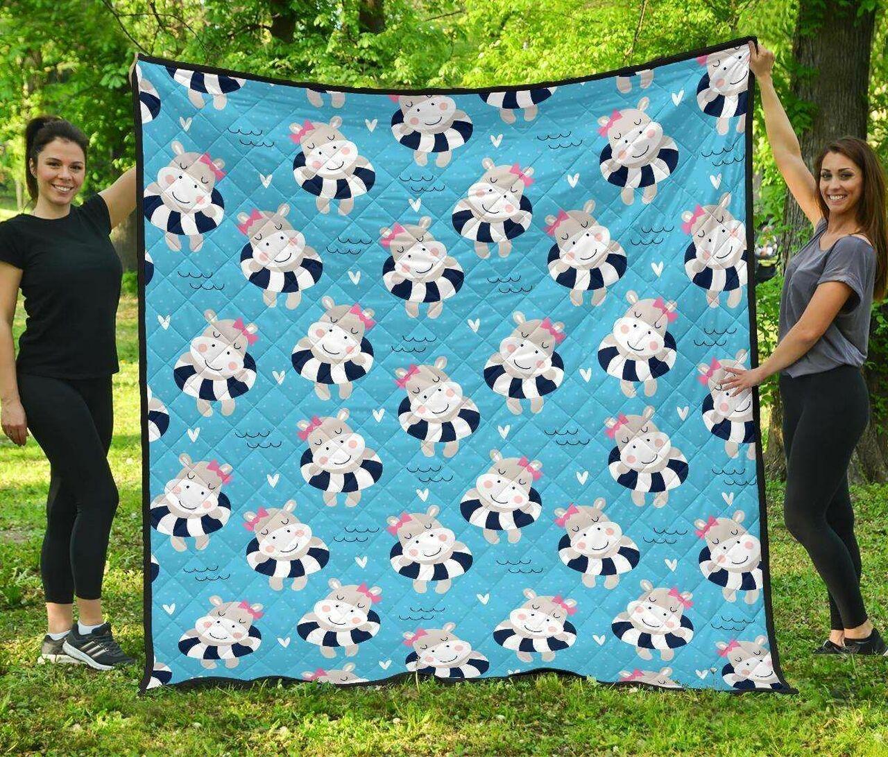 Hippo Cute Cl12100363Mdq Quilt Blanket