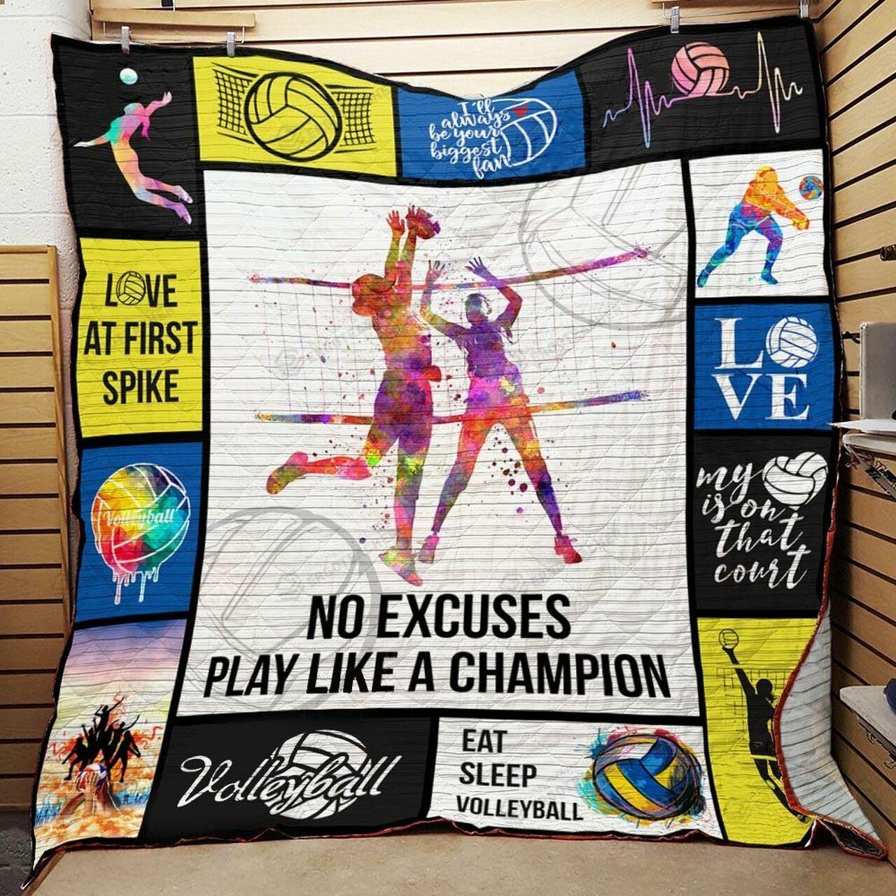 Volleyball No Ees Play Like A Champion Quilt Blanket Greattomized Blanket G For Birthday C Thgiving