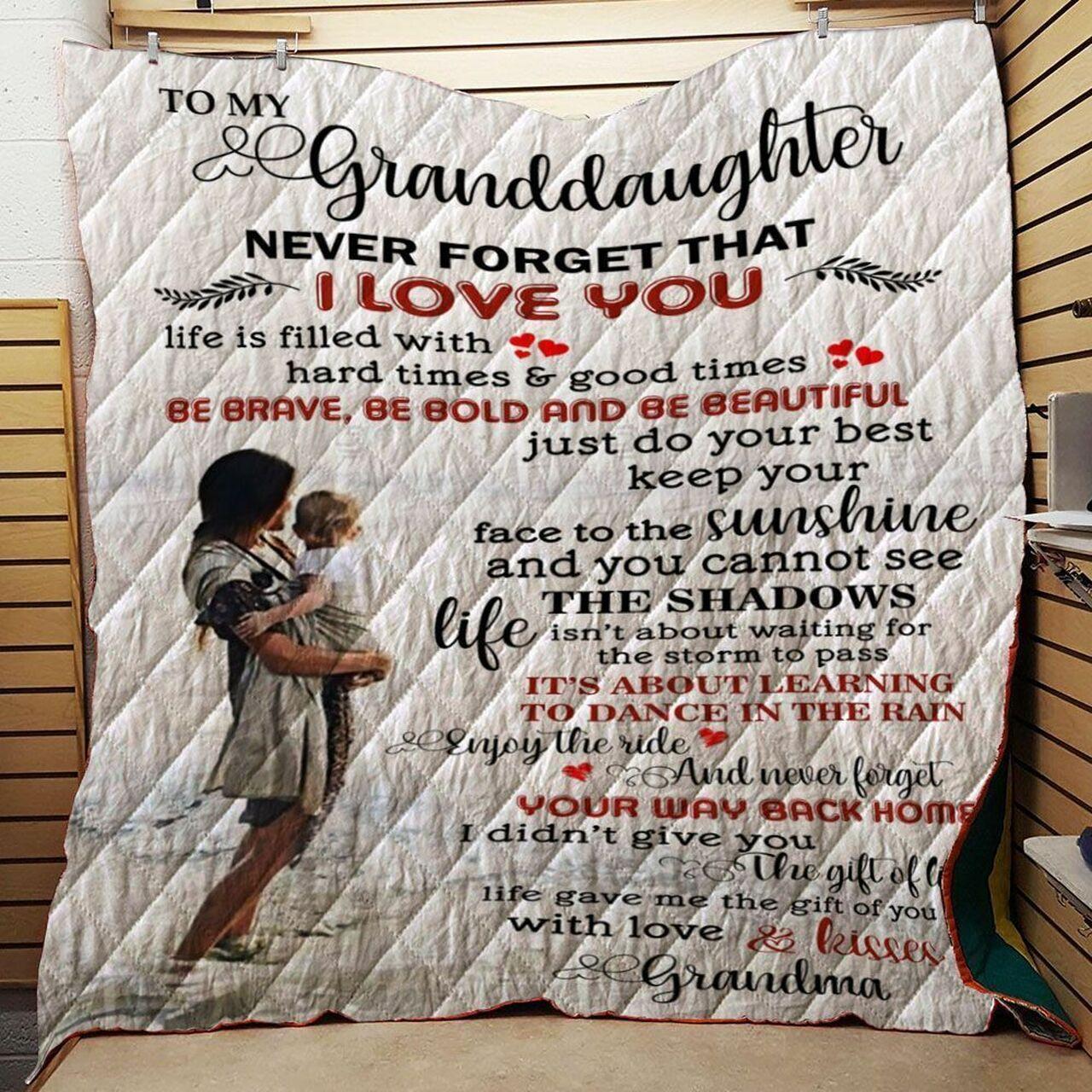 onalized To My Granddaughter From Grandma Never Forget That I Love You Quilt Blanket Greattomized G For Birthday C Thgiving