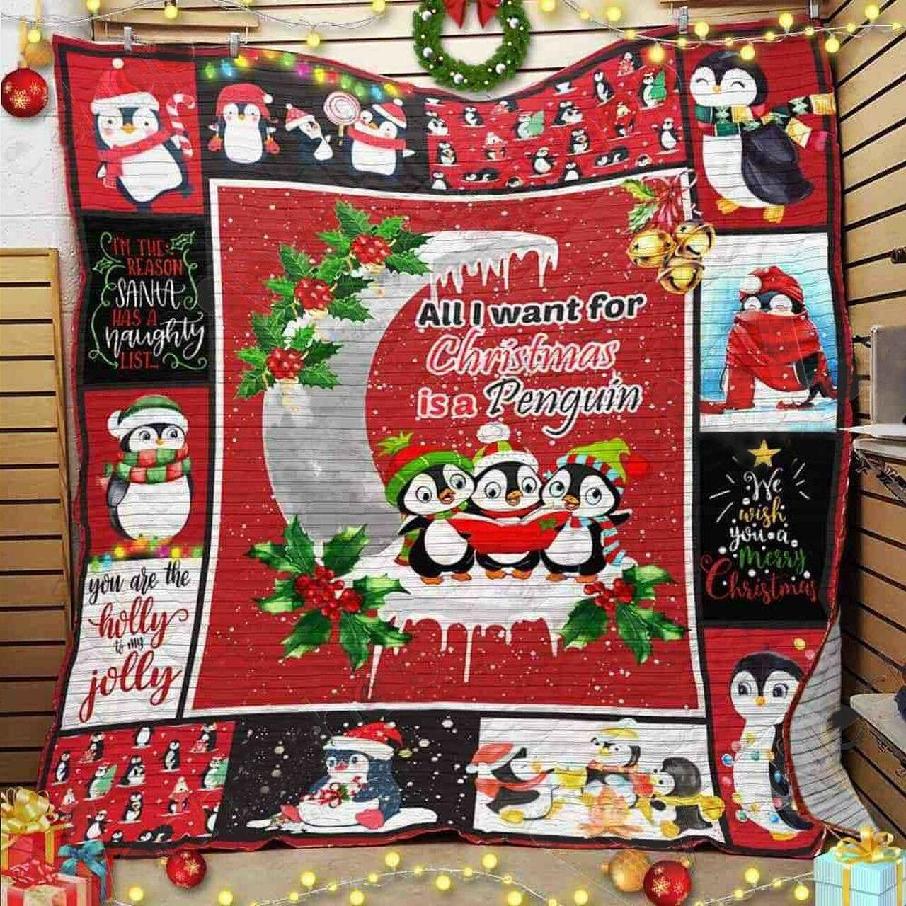 All I Want For C Is Penguin Quilt Blanket Greattomized Blanket G For Birthday C Thgiving