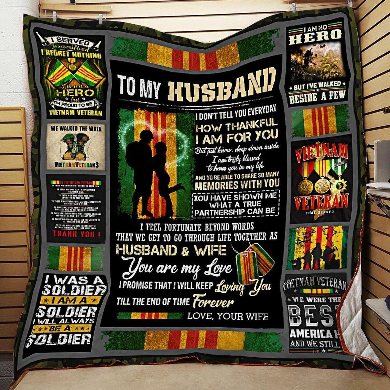 onalized Vietnam Veteran To Myband From Wife How Thankful I Am For You Quilt Blanket Greattomized G For Birthday C Thgiving Wedding Valent Day Vete Day