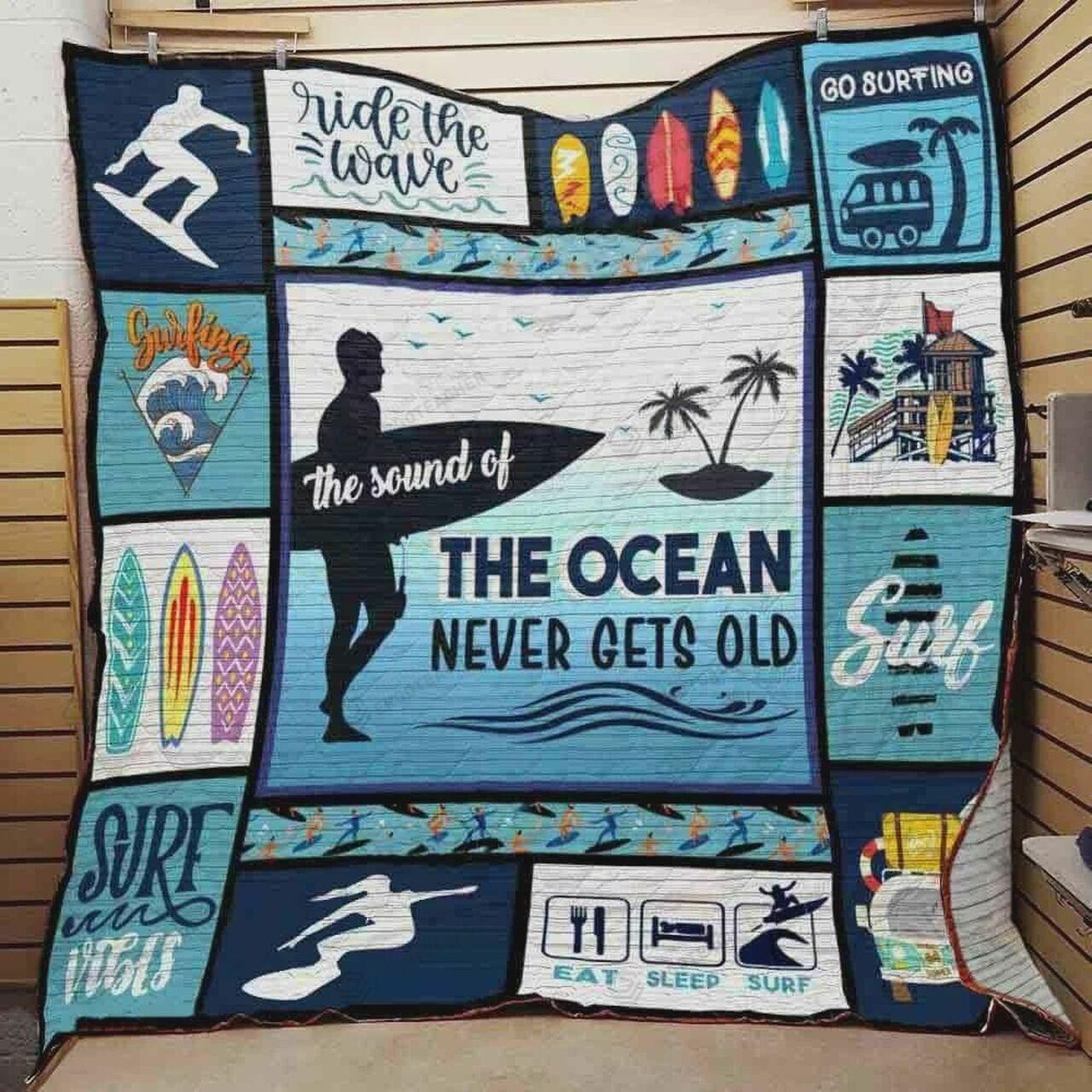 Surfing Tound Of The Ocean Never Old Quilt Blanket Greattomized Blanket G For Birthday C Thgiving