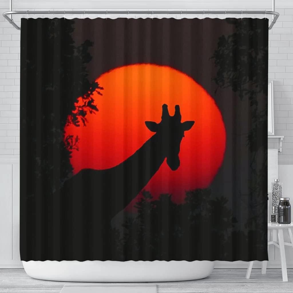 Giraffe Shadow Print Shower Curtain Safari Bathroom Decor