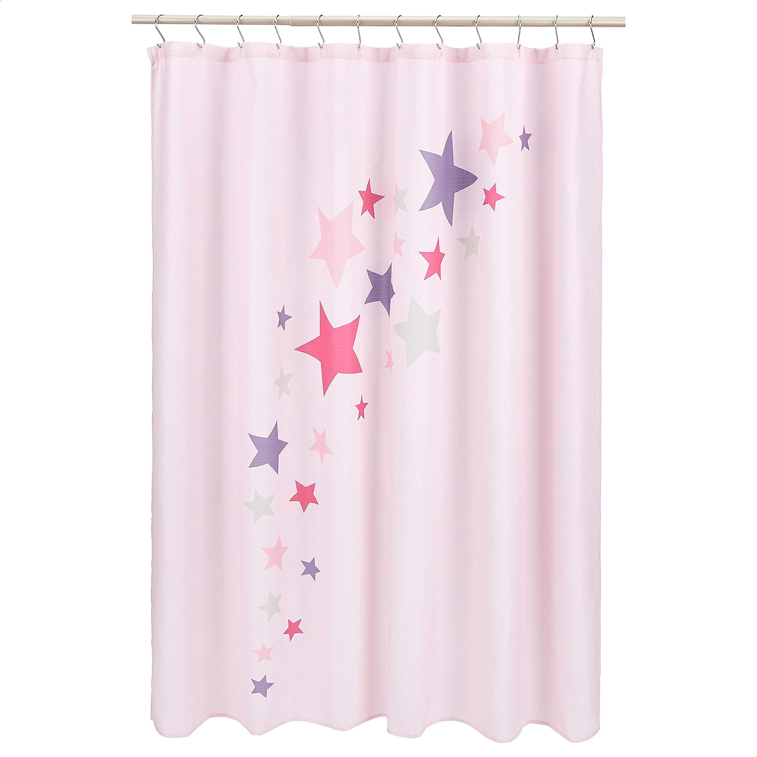 Fun & Playful Pink Stars Shower Curtain Microfiber Bathroom Decor
