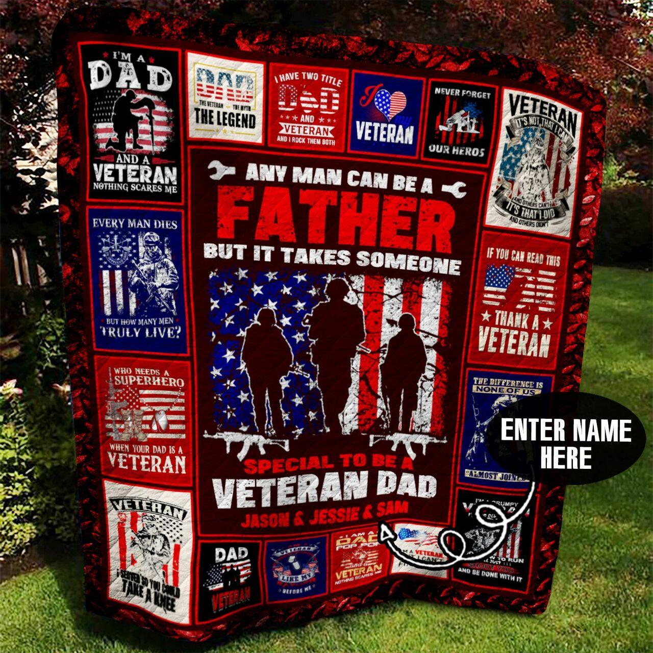 Veteran Dad onalized Quilt Blanket Bbb110m