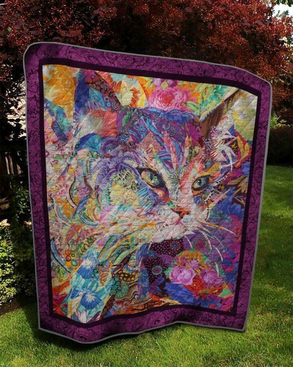 Cat Make By Flower Quilt Blanket Quilt