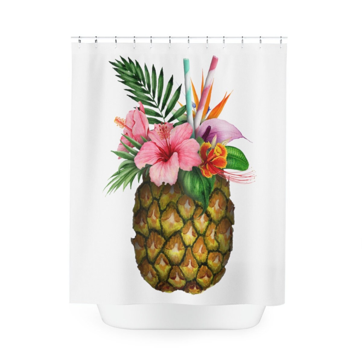 Pineapple Shower Curtain Tropical Bathroom Decor