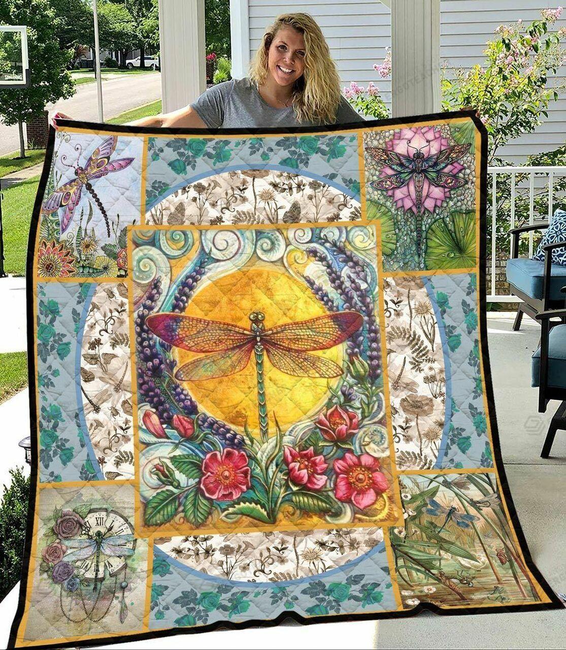 Dragonfly In Nature Wildlife Quilt Blanket Greattomized Blanket G For Birthday C Thgiving