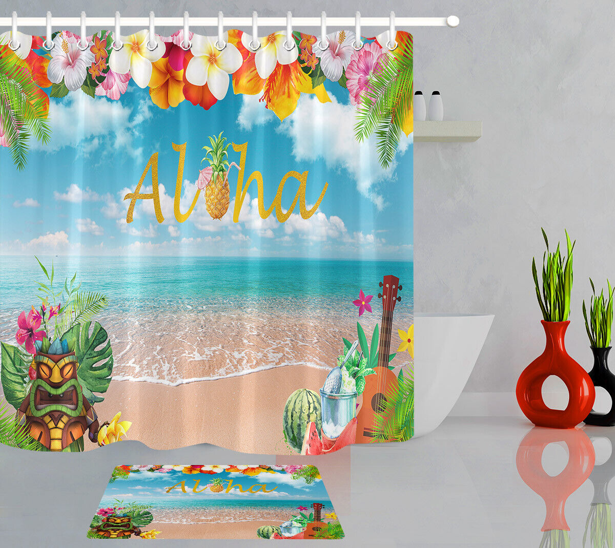 Creative Style Shower Curtain Pineapple Beach Bathroom Decor