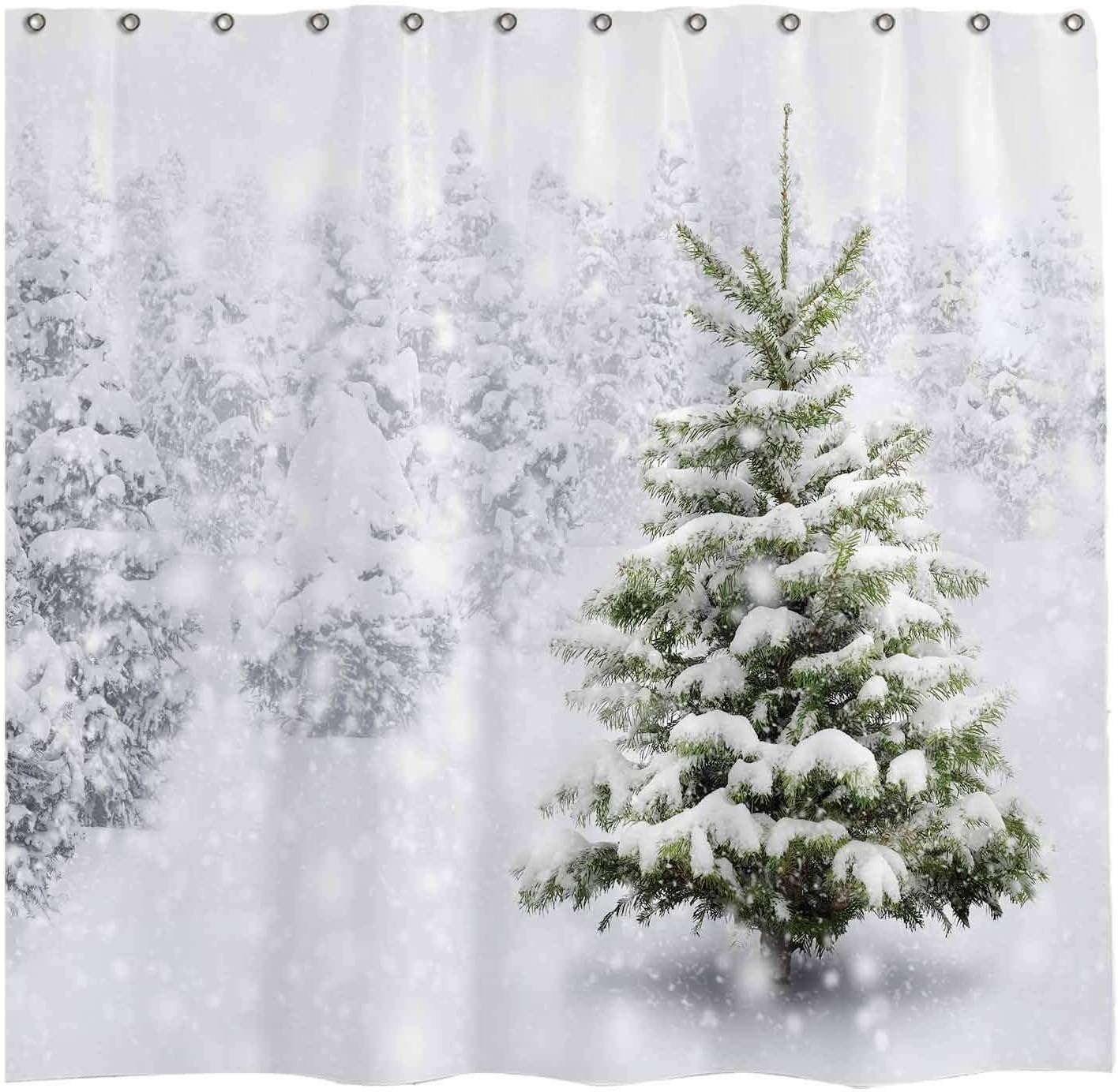 Natural Winter Forest Christmas Shower Curtain