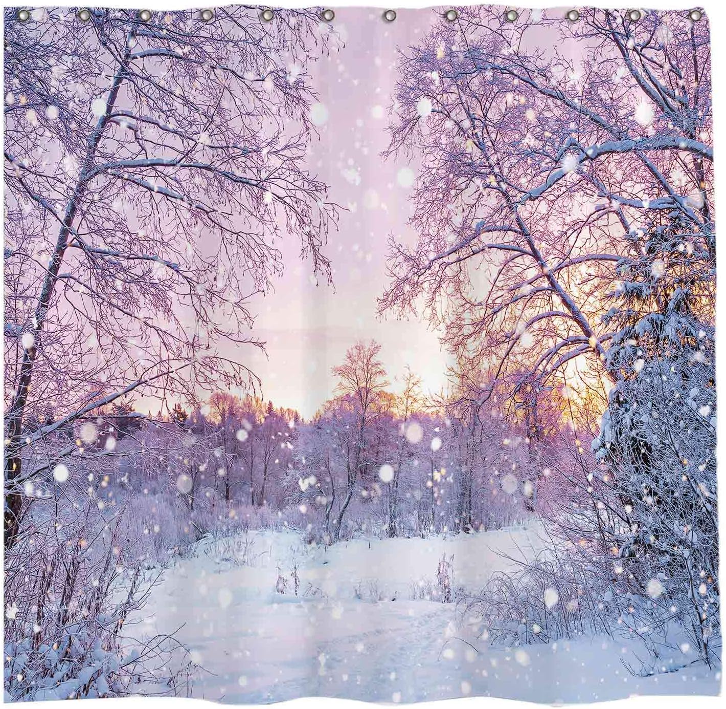 Snowing Landscape Christmas Shower Curtain