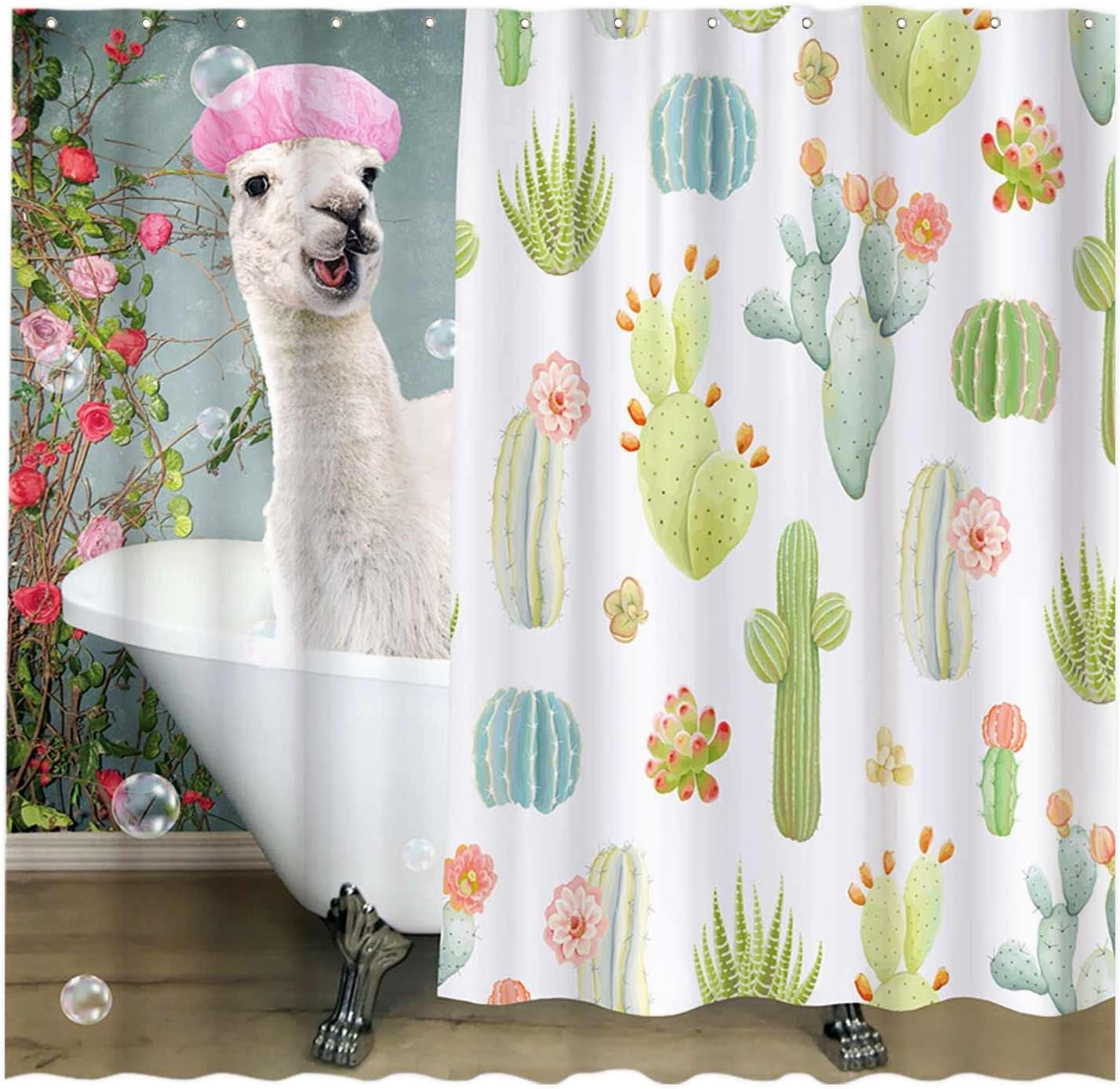 Cute Llama Shower Curtain For Animal Theme Bathroom Decor